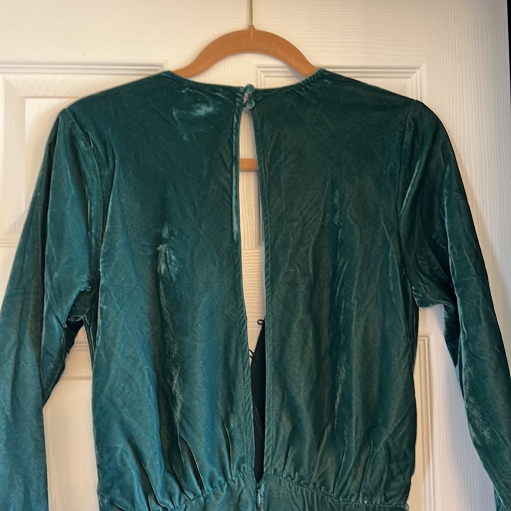 ASOS Green Velvet Wrap Dress - Picture 4 of 5